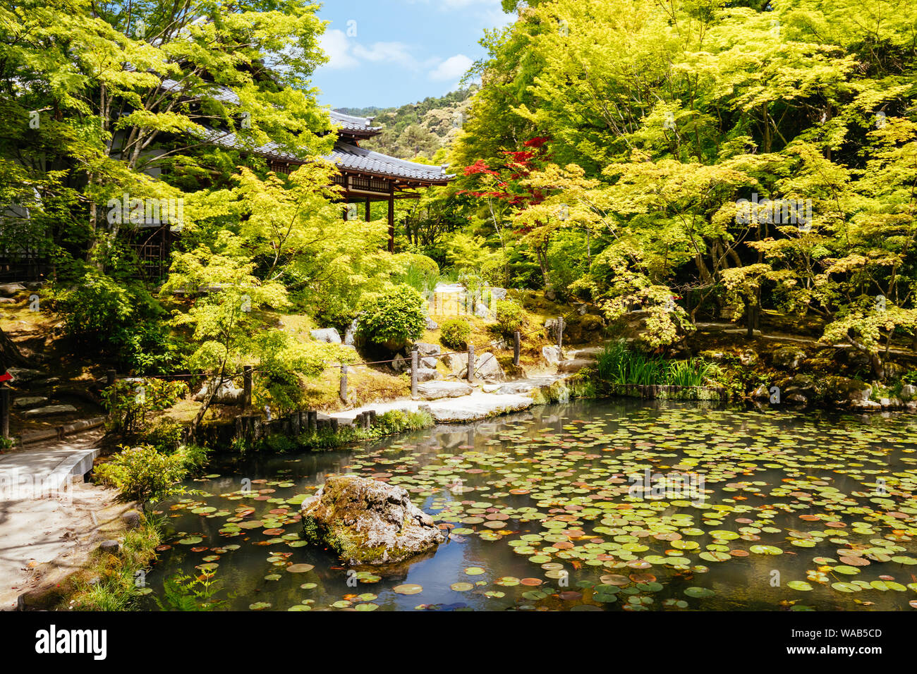The beautiful Tenju-an Temple on a spring day in Kyoto Japan Stock Photo