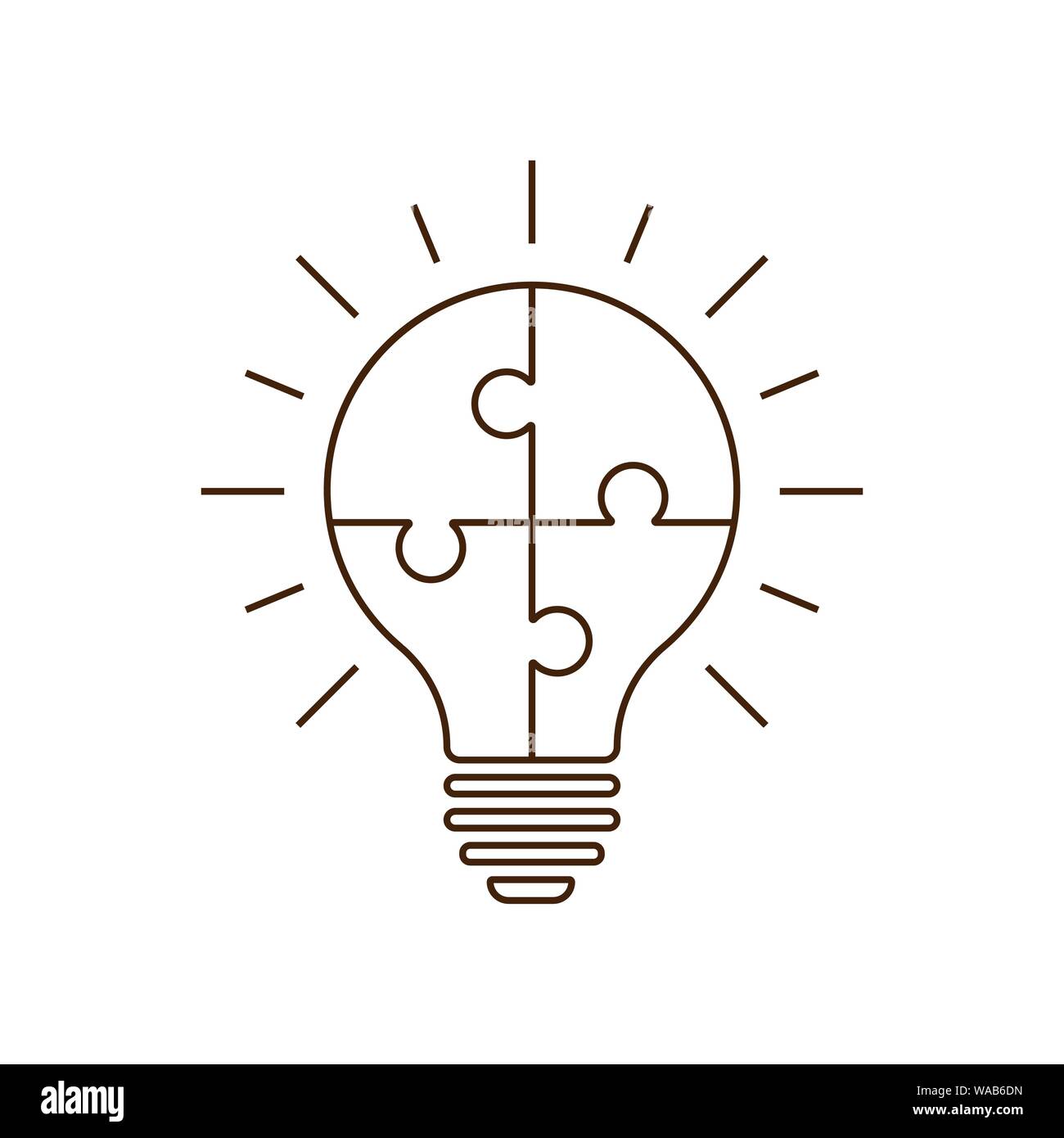 Simple flat light bulb icon with jigsaw puzzle pieces inside. Vector  illustration. EPS 10 Stock Vector Image & Art - Alamy