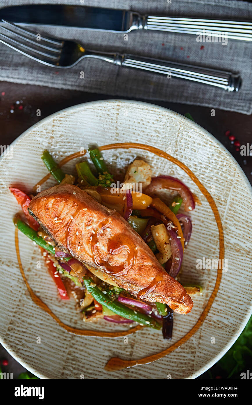 salmon steak Stock Photo