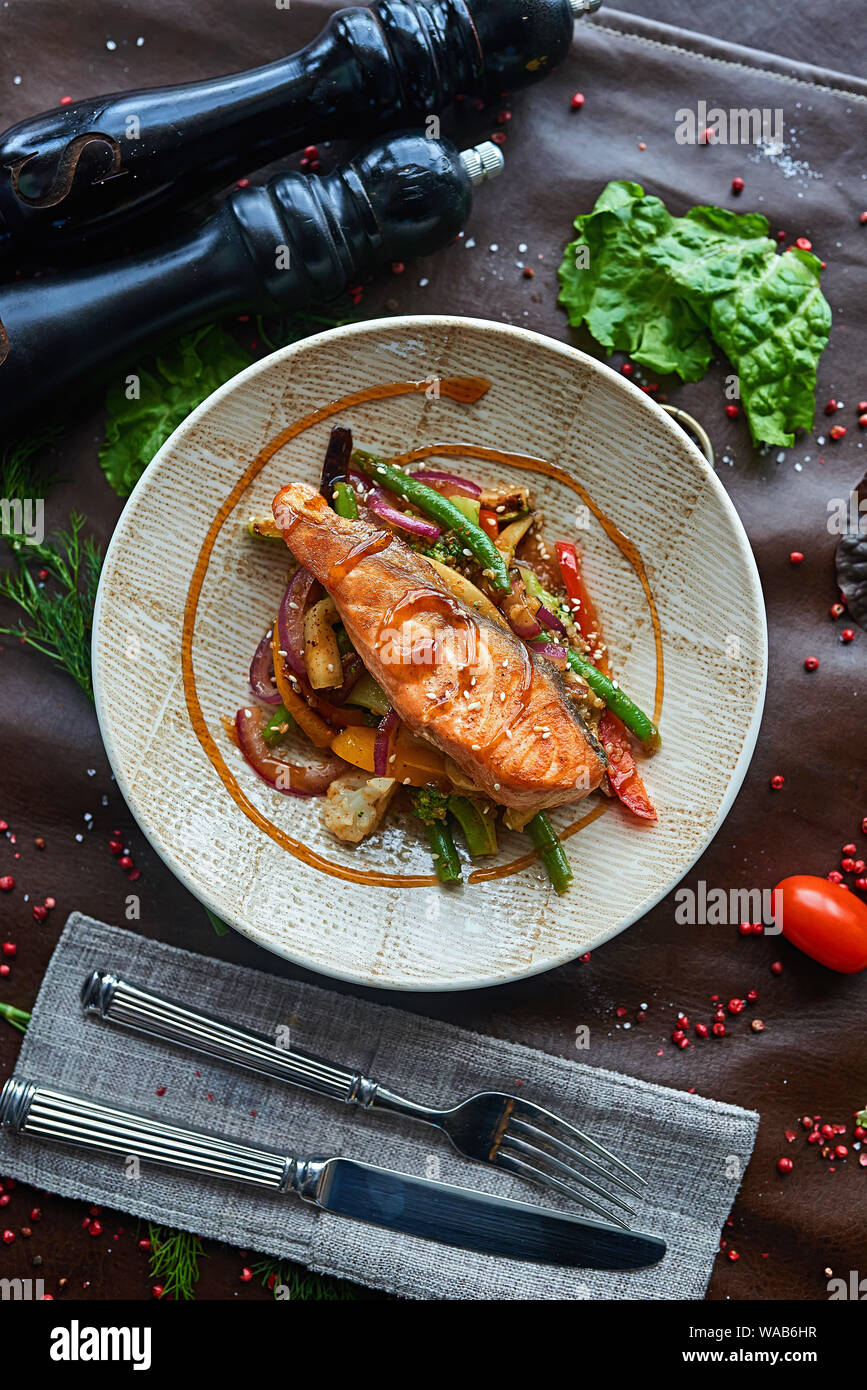 salmon steak Stock Photo