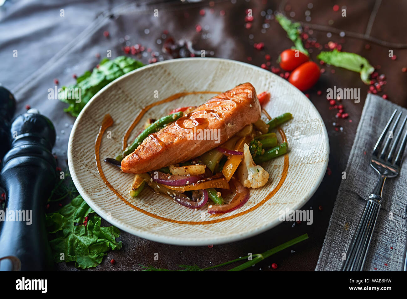 salmon steak Stock Photo