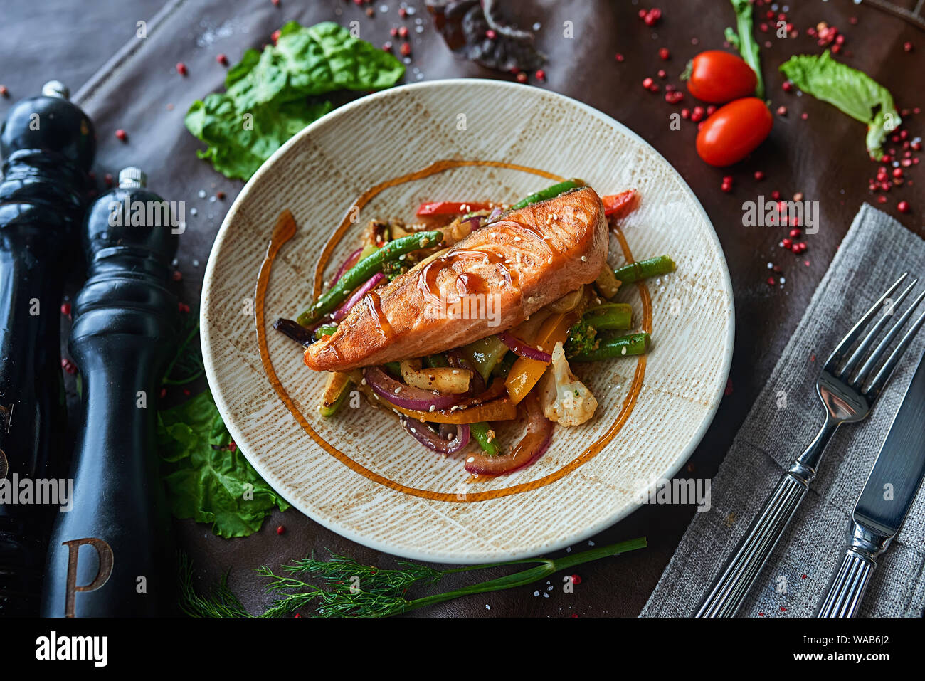 salmon steak Stock Photo