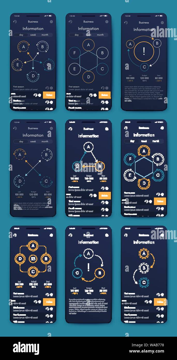 Different UI, UX, GUI screens and flat web icons for mobile apps Stock ...
