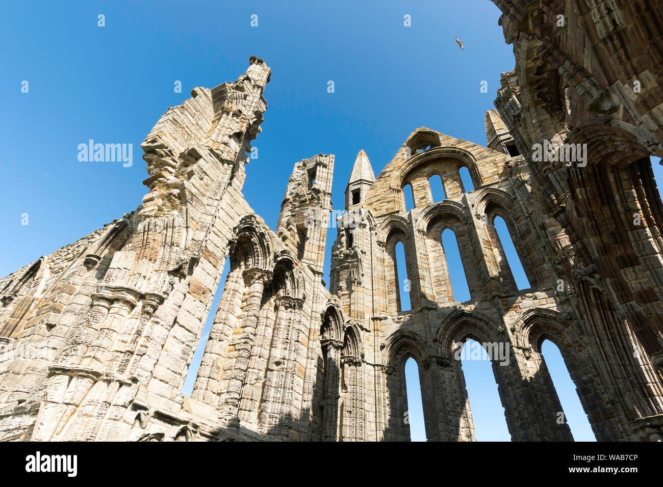 Detail view of Whitby Abbey, Yorkshire, England, UK Stock Photo