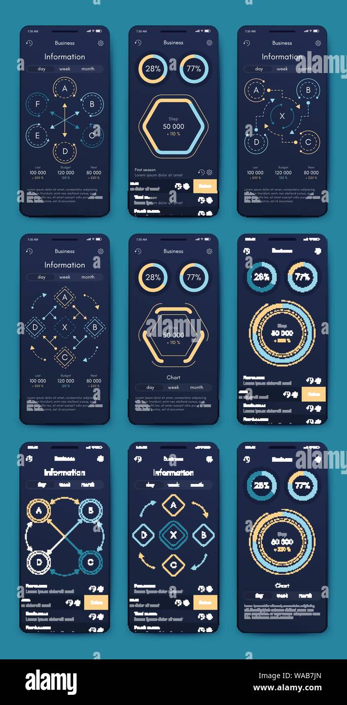 Different UI, UX, GUI screens and flat web icons for mobile apps Stock ...