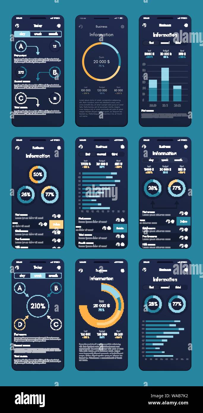 Different UI, UX, GUI screens and flat web icons for mobile apps Stock ...
