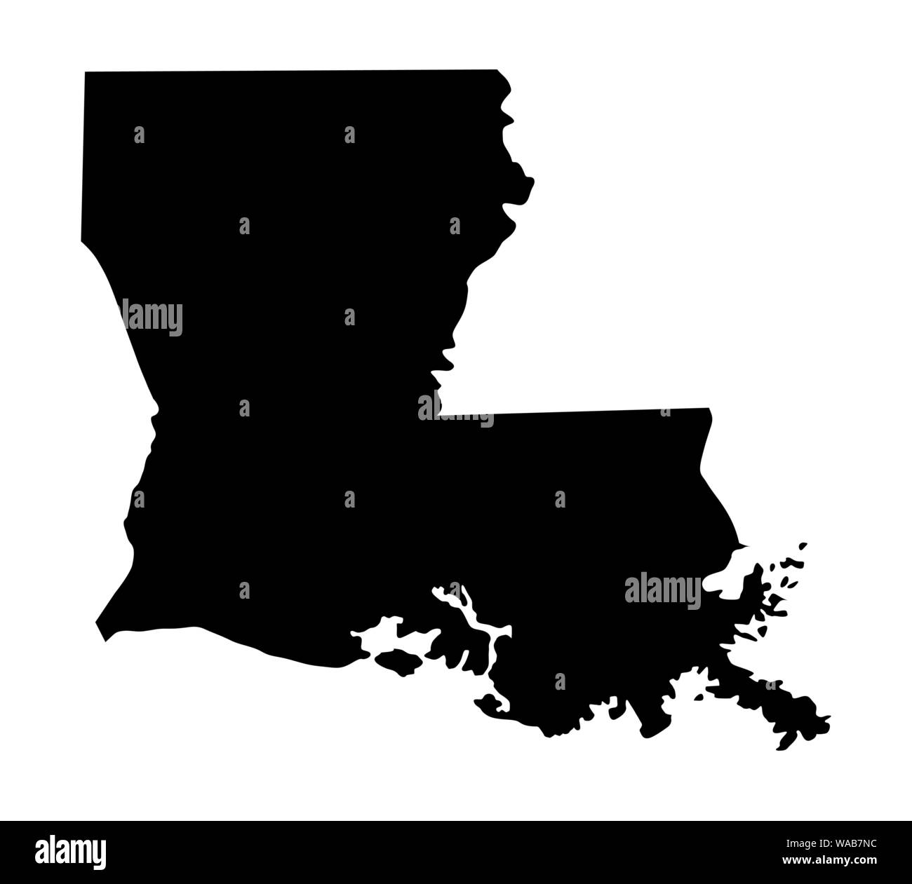 Louisiana dark silhouette map isolated on white background Stock Vector
