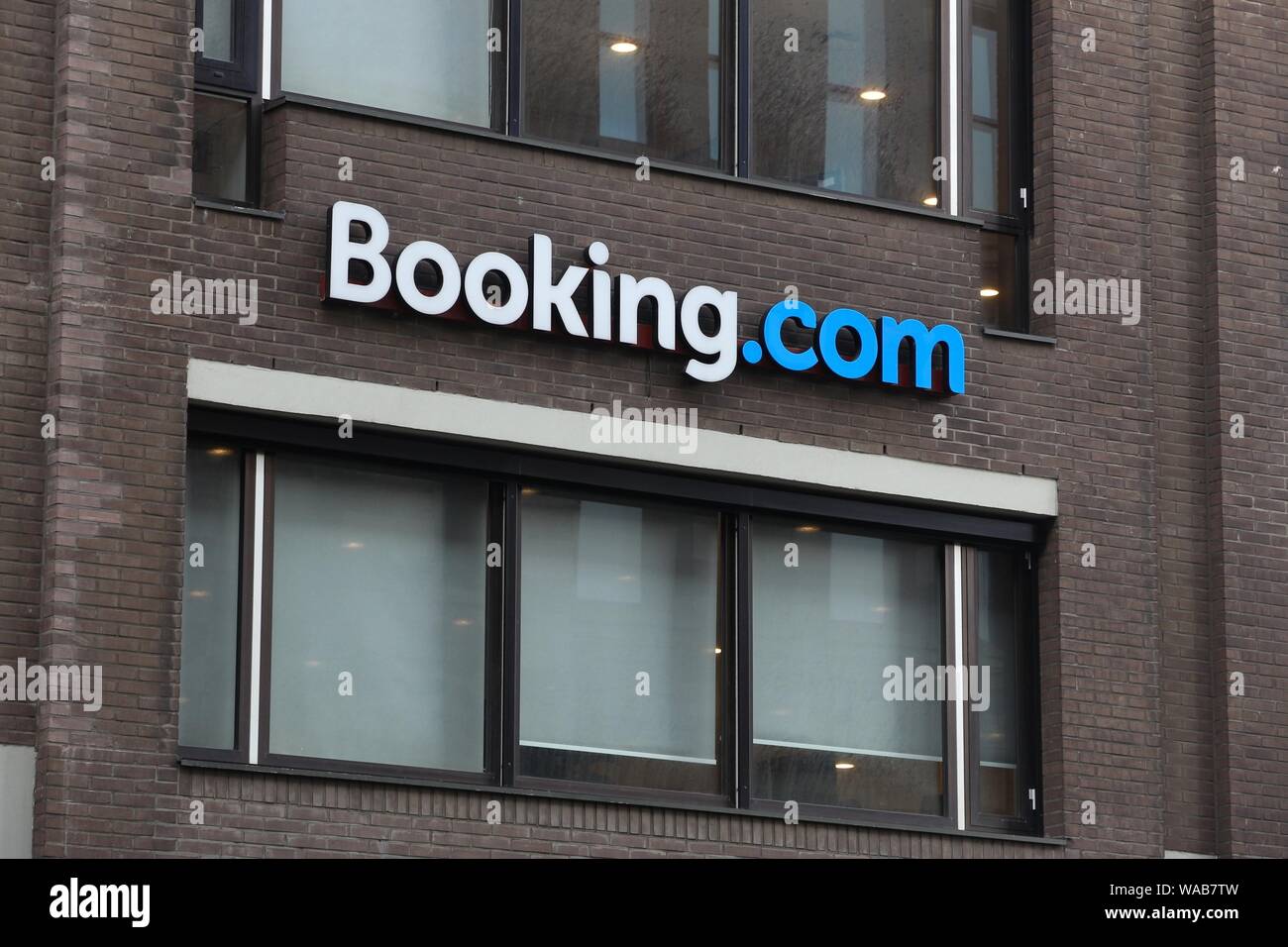 AMSTERDAM, NETHERLANDS - JULY 7, 2017: Headquarters of online hotel reservation giant Booking.com in Amsterdam, Netherlands. Stock Photo