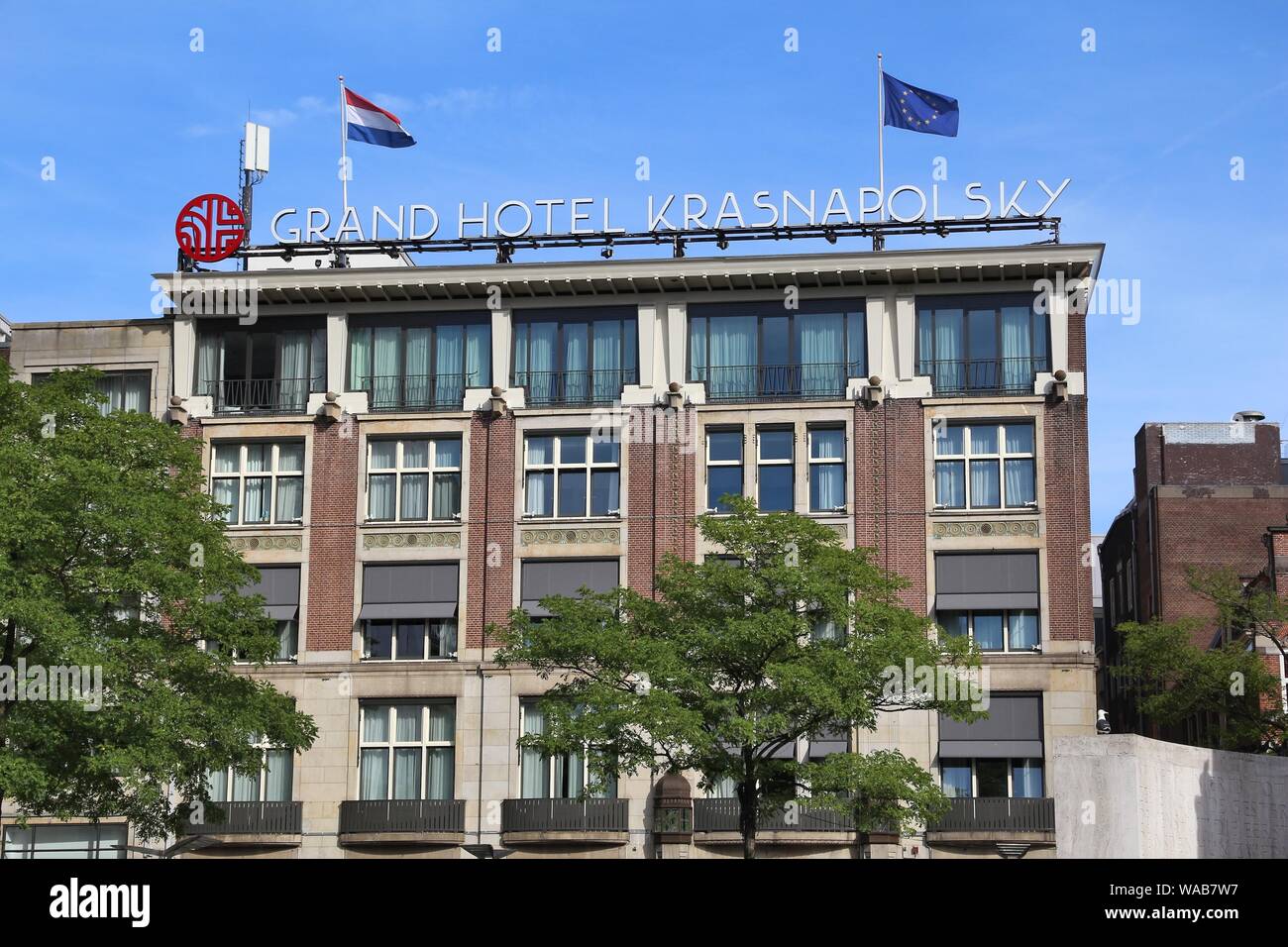 AMSTERDAM, NETHERLANDS JULY 9, 2017 Grand Hotel Krasnapolsky in Amsterdam, Netherlands. It's