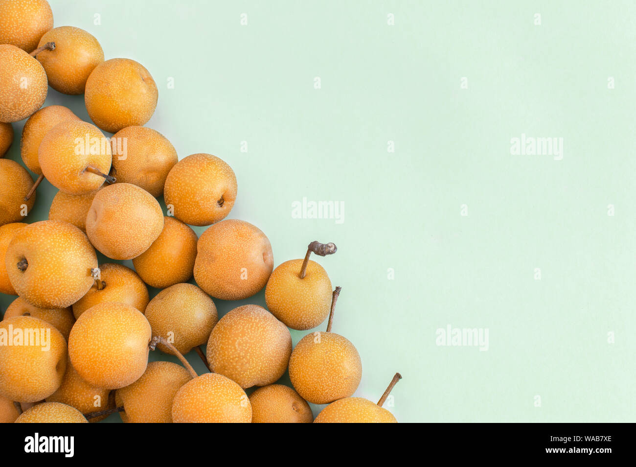 Diagonal shape formed by fresh Nashi or Asian pears. Delicious type of ...