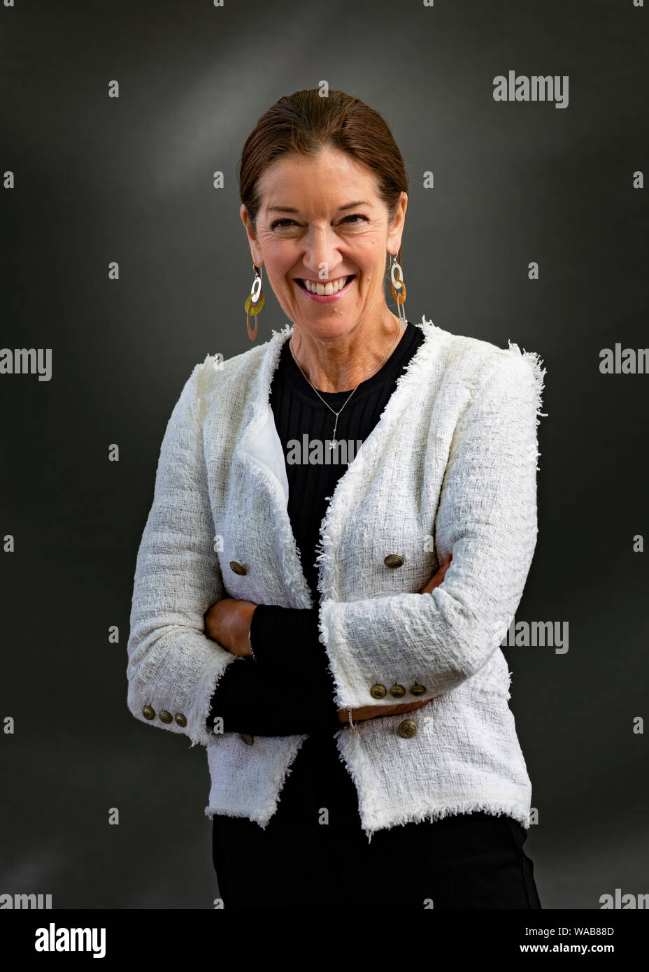 Edinburgh, Scotland, UK. 19 August 2019. Victoria Hislop. Victoria HislopÕs Those Who Are loved is set amid tumultuous Mediterranean history. Themis survives the Nazi occupation of Greece only to become embroiled in the ensuing civil war. Iain Masterton/Alamy Live News. Stock Photo