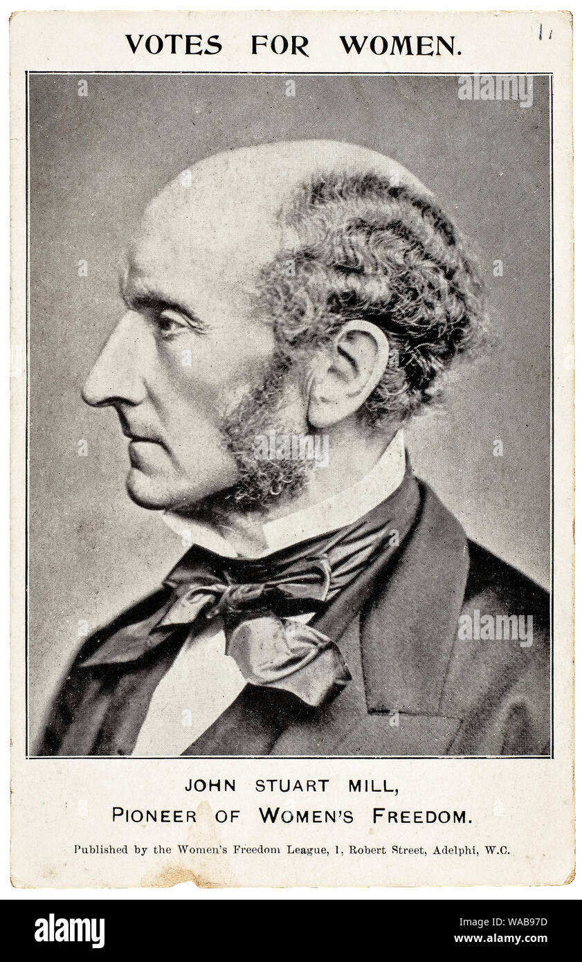 John Stuart Mill, 1806-1873, Women's Suffrage postcard, portrait photograph, circa 1907 Stock Photo