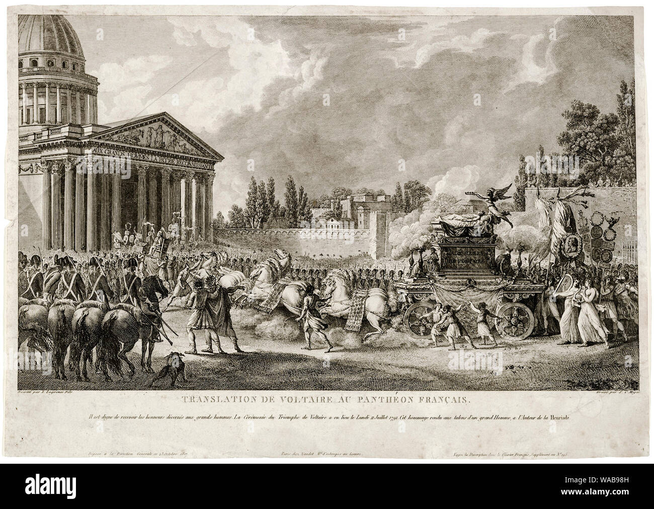 Translation de Voltaire au Panthéon Français, engraving, 1817 Stock Photo