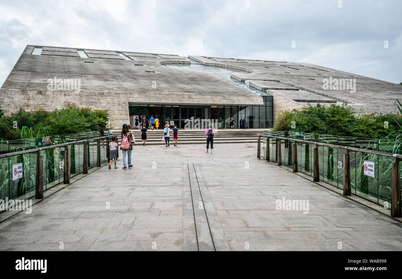 Chengdu China, 6 August 2019 : Exterior view of the Jinsha site museum Exhibition Hall building in Chengdu Sichuan China Stock Photo