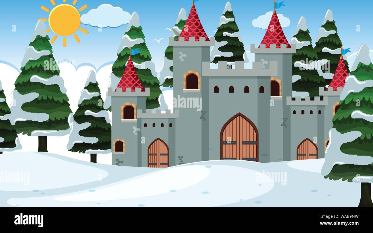 An outdoor scene with castle illustration Stock Vector Image & Art - Alamy