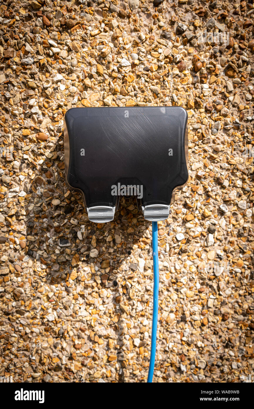 Domestic outdoor electrical outlet socket waterproof box with blue