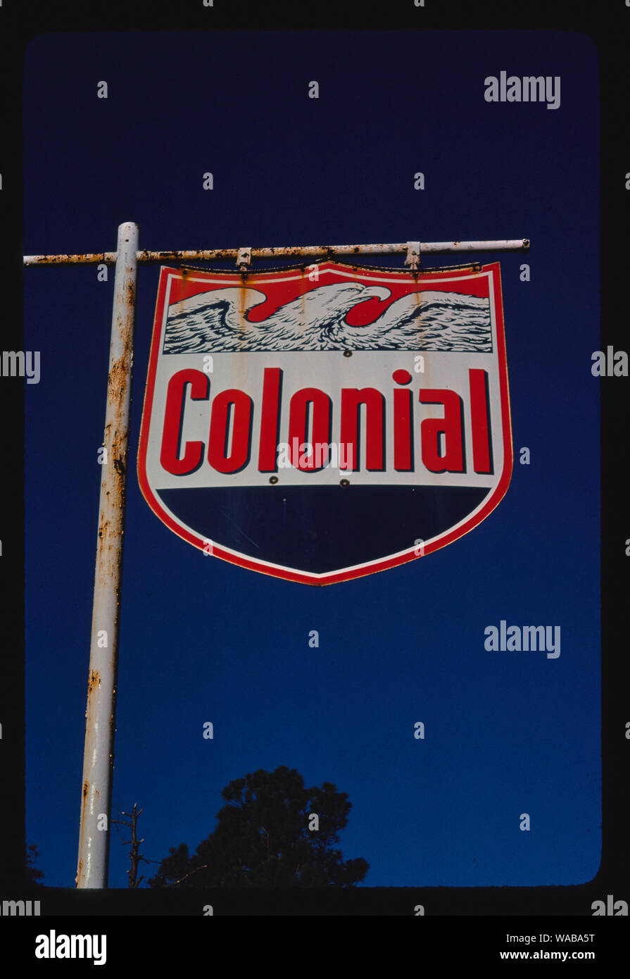 Colonial Gasoline sign (eagle), Route 80, Stilson, Stock Photo