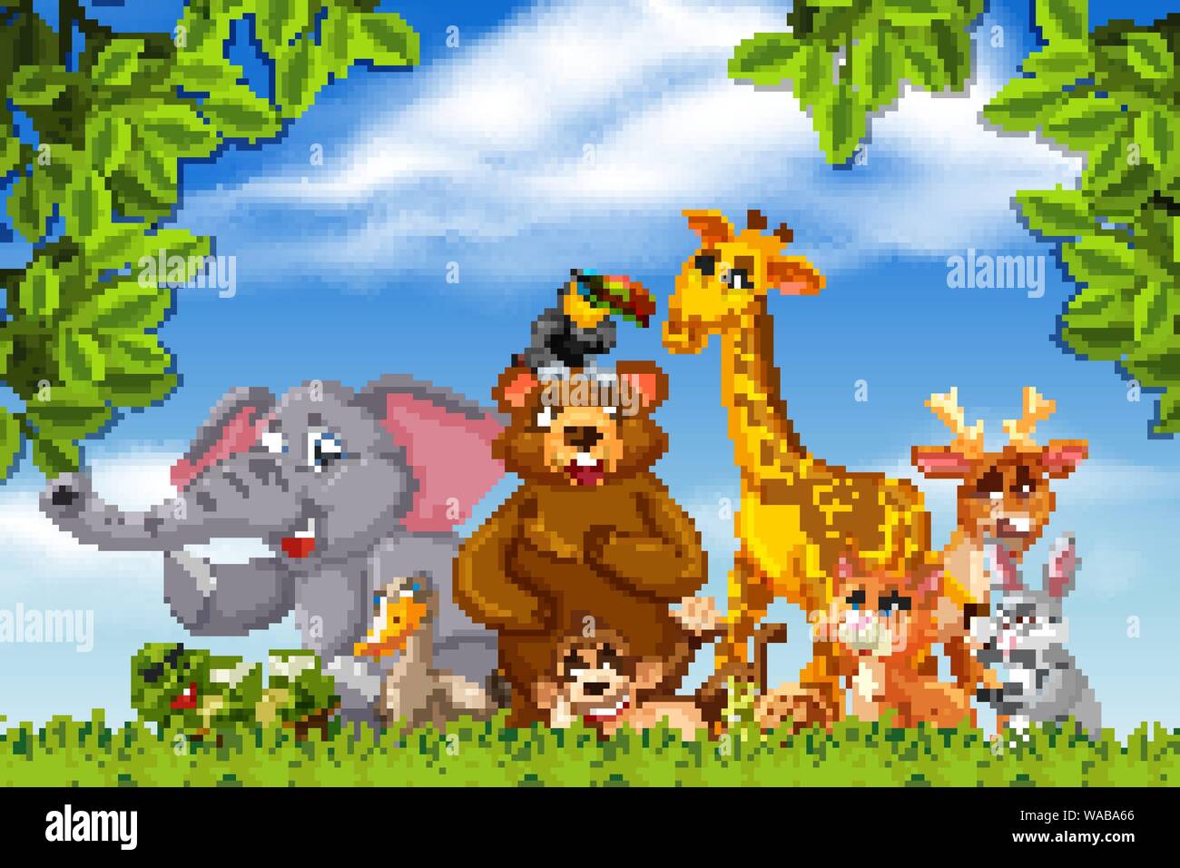 Cute bunch of animals in nature illustration Stock Vector Image & Art - Alamy Cute bunch of animals in nature illustration Stock Vector Image & Art - Alamy