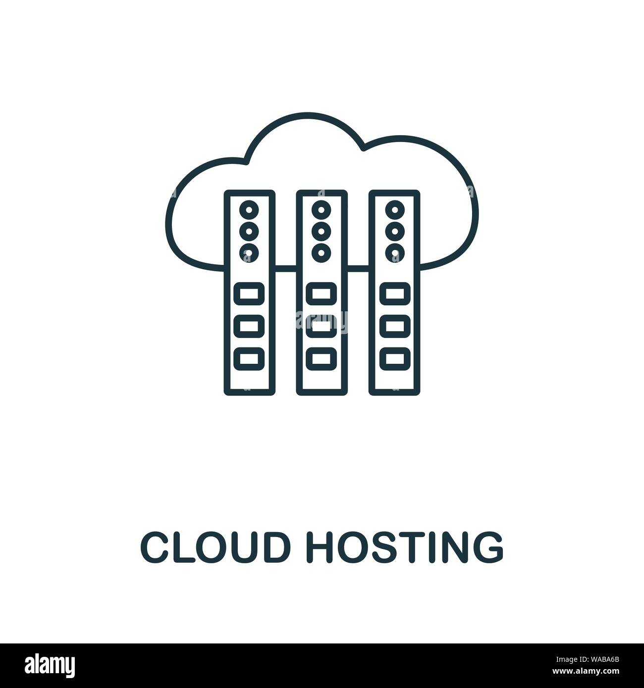 Cloud Hosting icon. Thin outline style design from web hosting icons collection. Creative Cloud Hosting icon for web design, apps, software, print Stock Vector