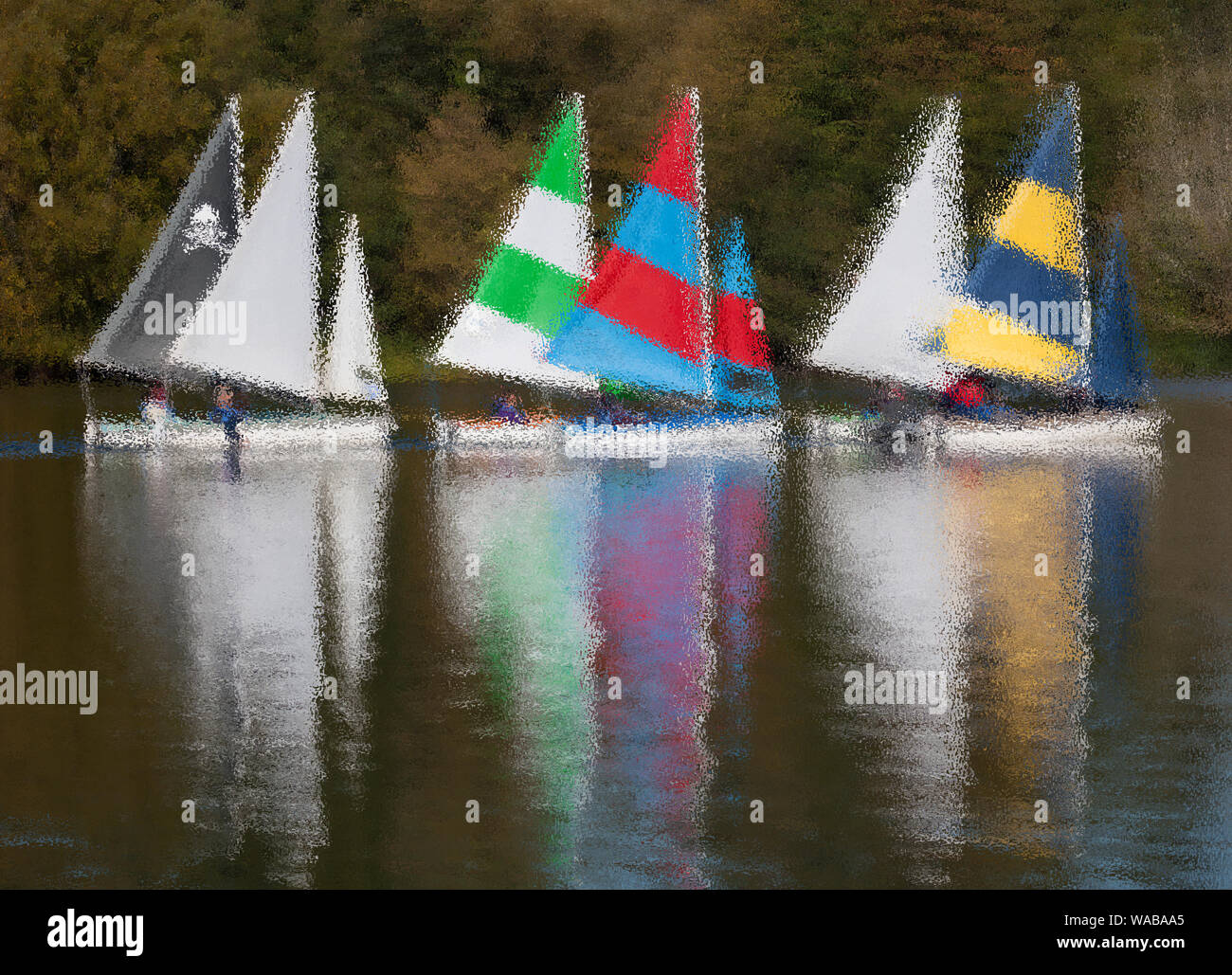 Artistic effect Yachts racing on lake in UK Stock Photo - Alamy