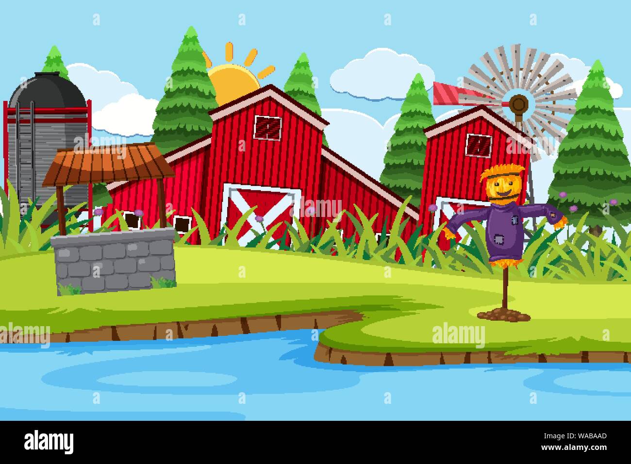 An outdoor scene with farm illustration Stock Vector Image & Art - Alamy