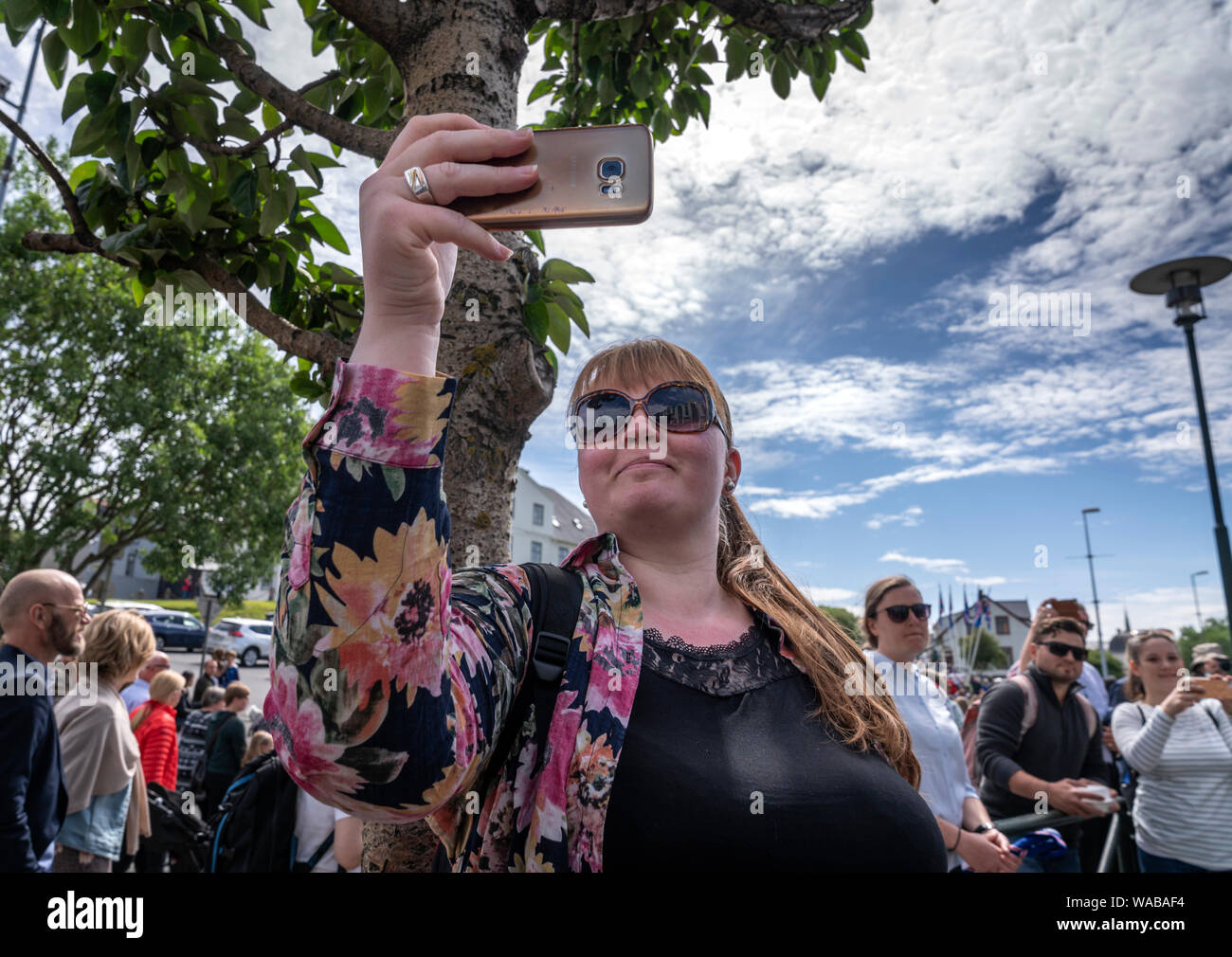 Taking pictures during Independence Day, Reykjavik, Iceland Stock Photo