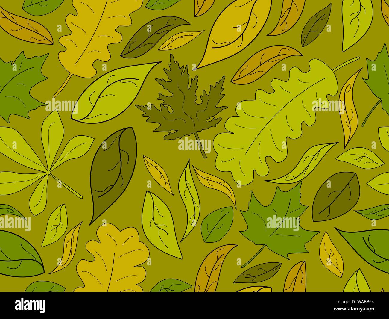 Autumn seamless pattern with leaves. Yellow falling leaves, leaf fall ...