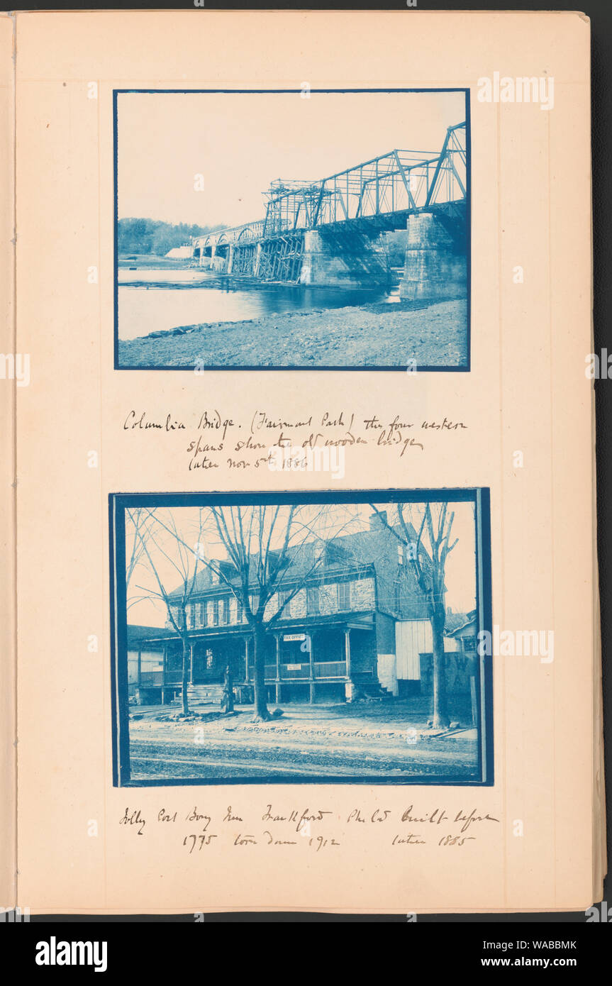 Columbia Bridge (Fairmont Park), the four western spans show the old