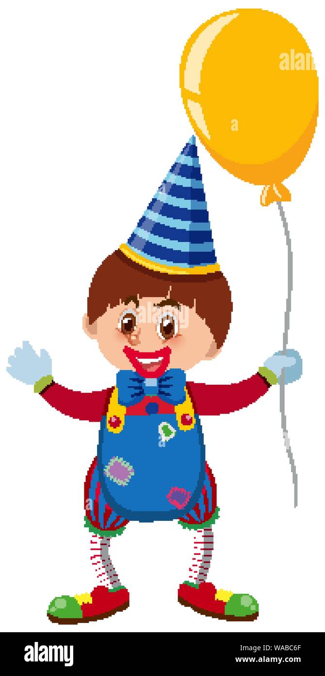 Single character of happy clown on white background illustration Stock ...