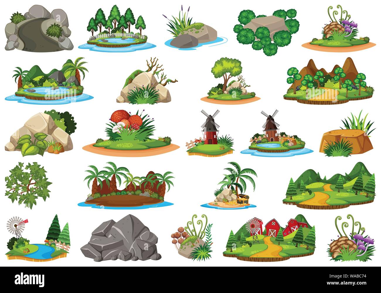 Large group of isolated objects theme - nature illustration Stock Vector