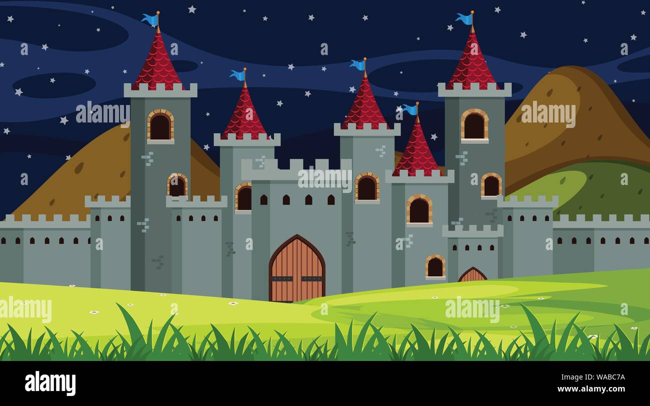 An outdoor scene with castle illustration Stock Vector Image & Art - Alamy