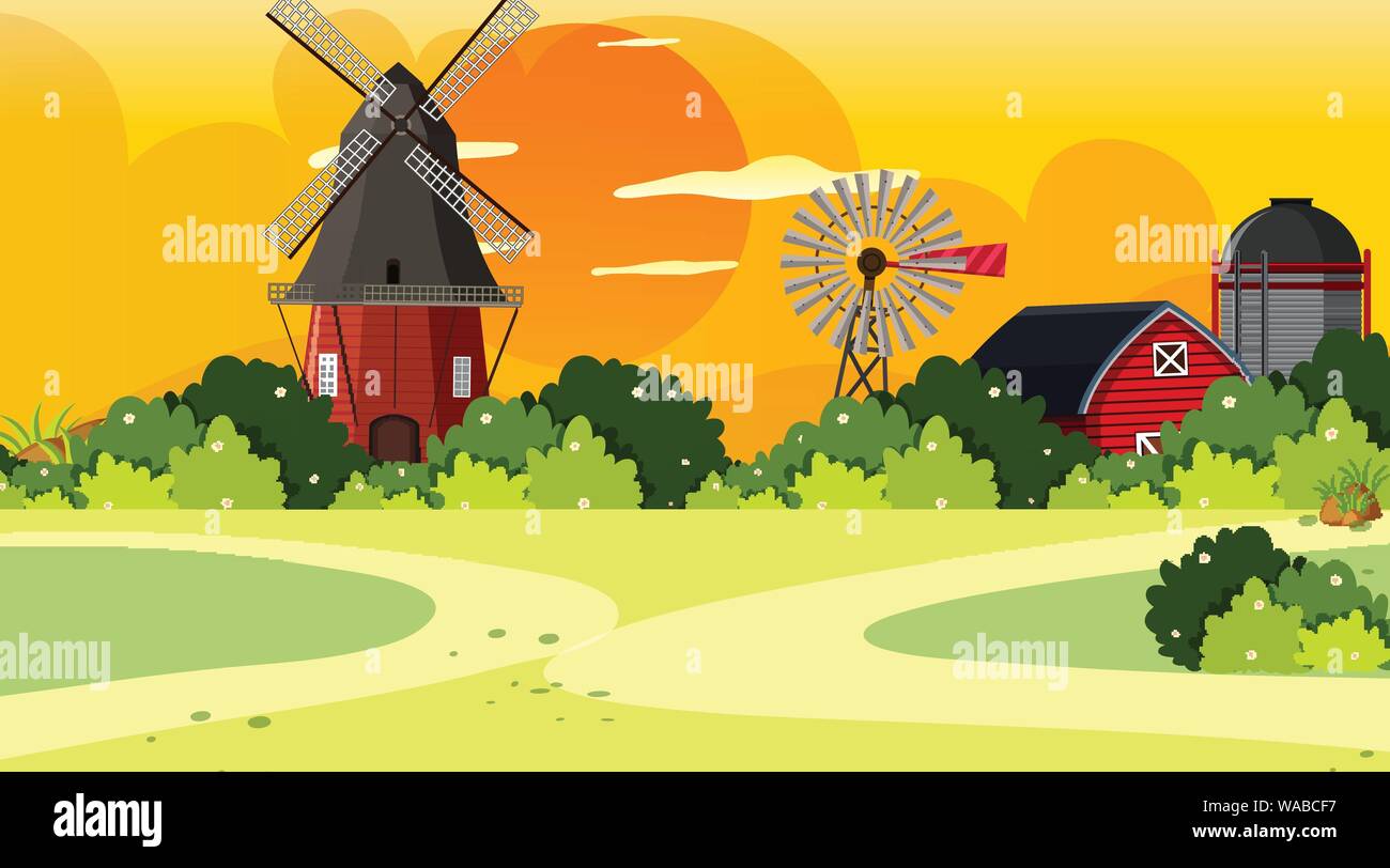 An outdoor scene with farm illustration Stock Vector Image & Art - Alamy