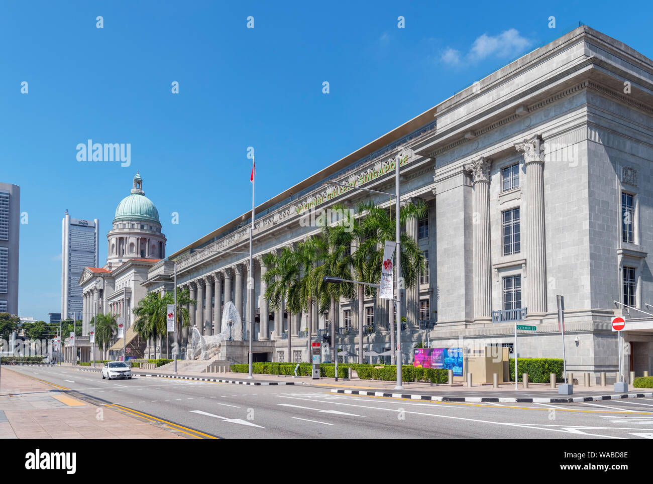 National Gallery of Singapore, housed in the old City Hall and Supreme Court buildings, St Andrew's Road, Singapore City, Singapore Stock Photo