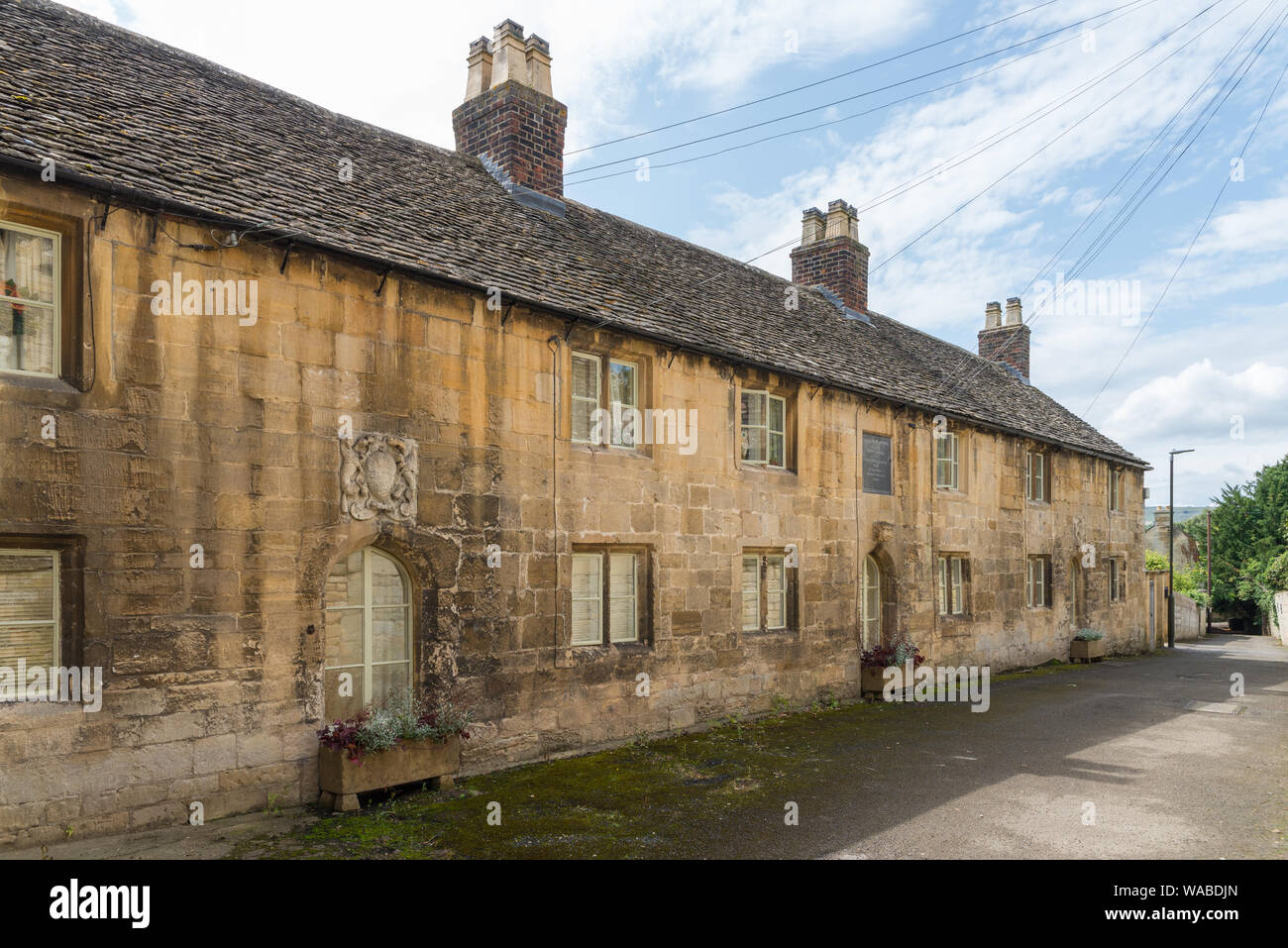 Row of cottages in Mill Lane in the pretty Cotswold town of