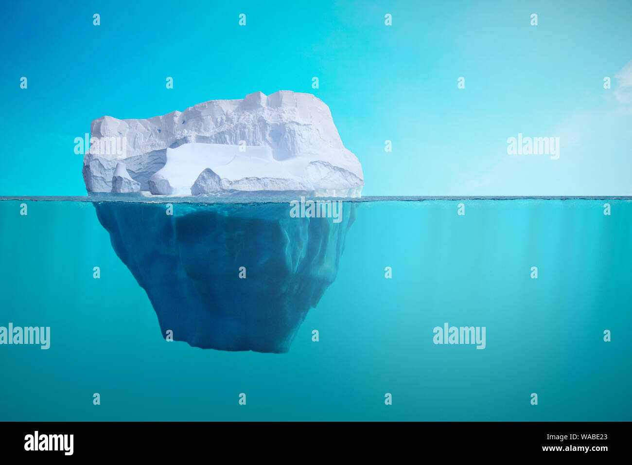 Iceberg under water view. Climate warming, environment and oceanic ecoxsytem concept. Stock Photo