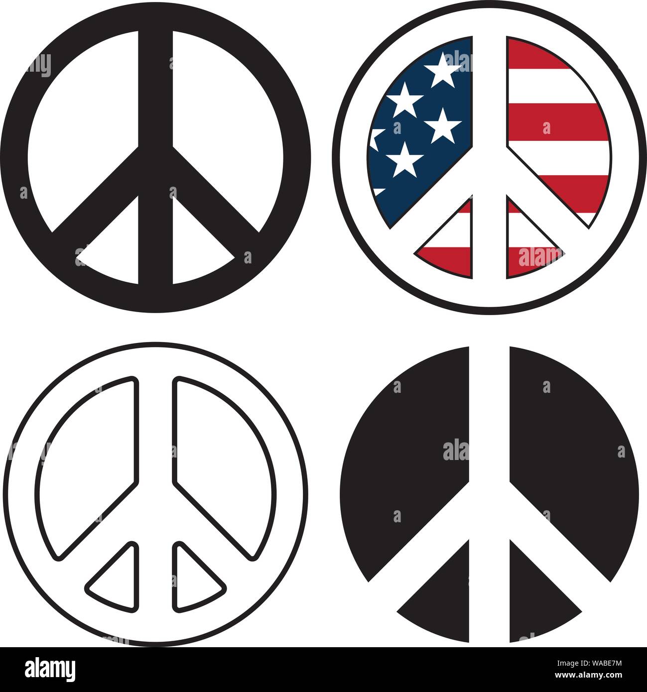 Peace Sign Symbols Isolated Vector Illustration Stock Vector