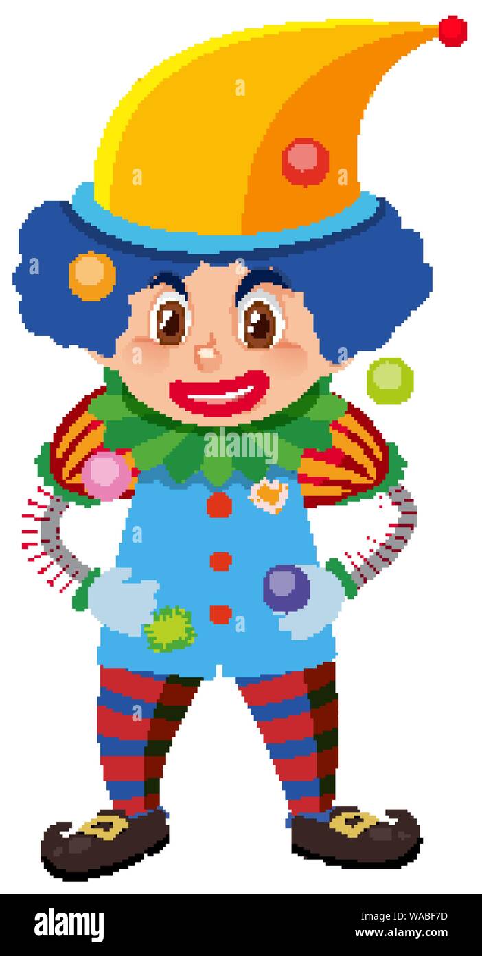 Single character of circus clown on white background illustration Stock ...