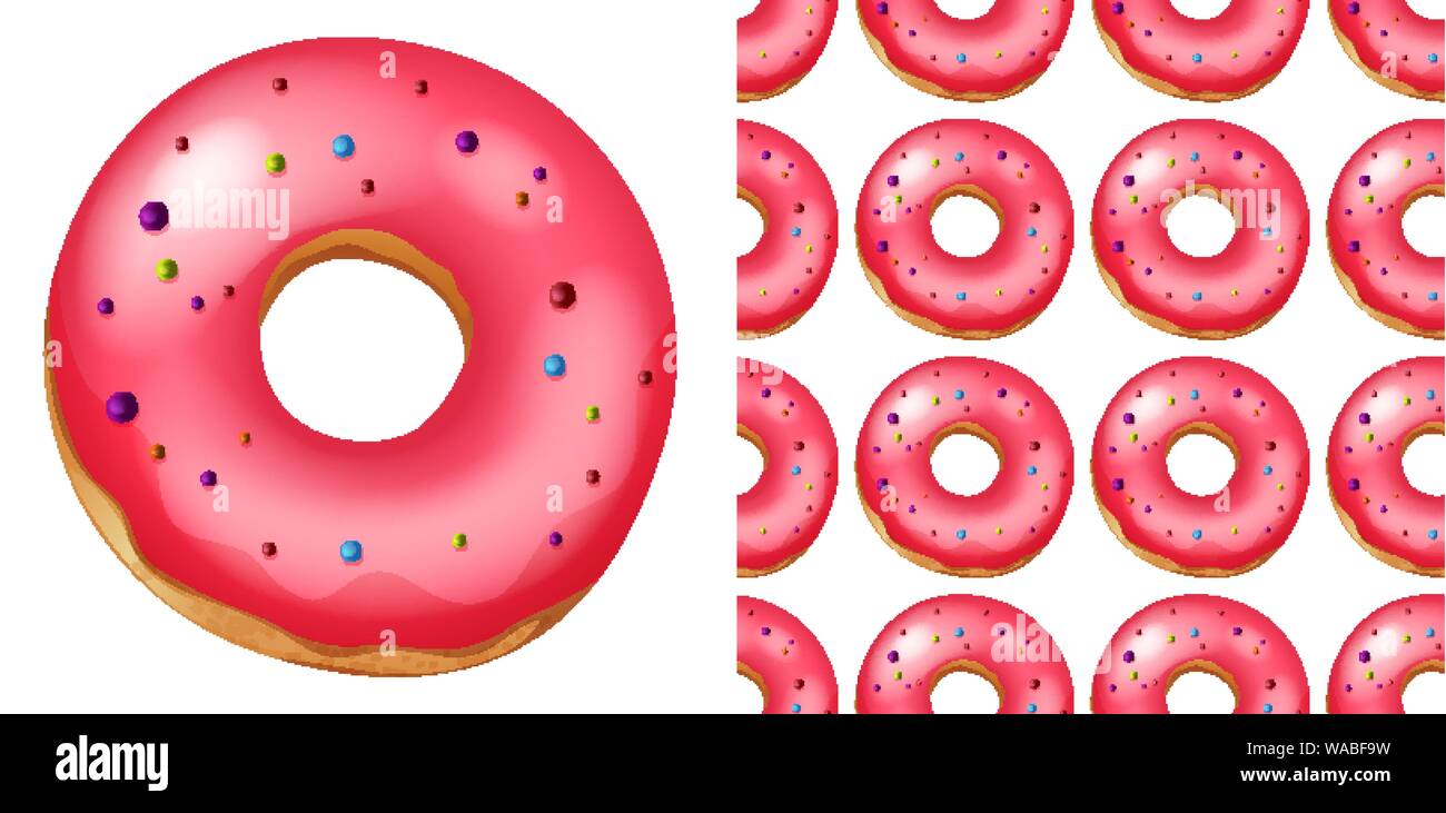 Seamless pattern of donuts on white illustration Stock Vector Image ...
