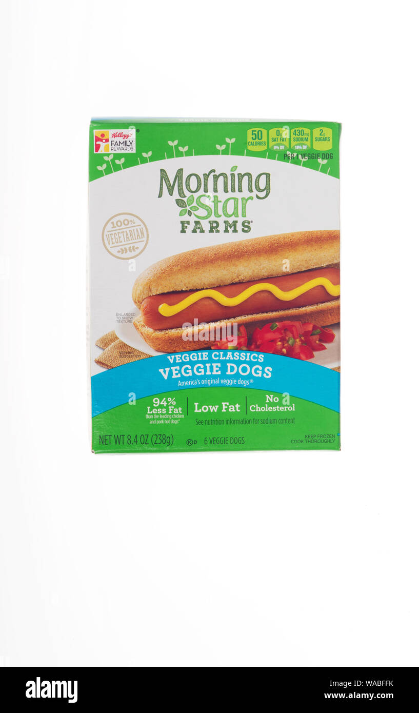 Morningstar Farms frozen veggie dogs box Stock Photo