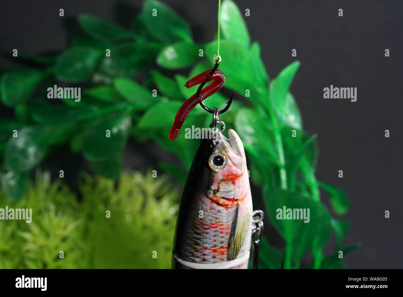 Artificial lures made of metal and plastic bites on artificial bait for