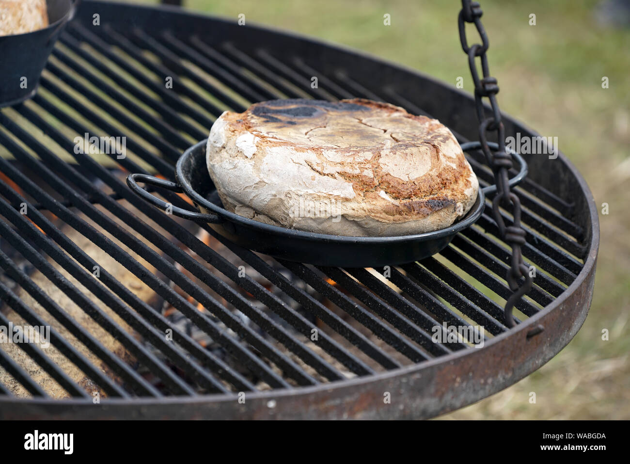 Freshly baked bread baked in a wood oven according to an old recipe