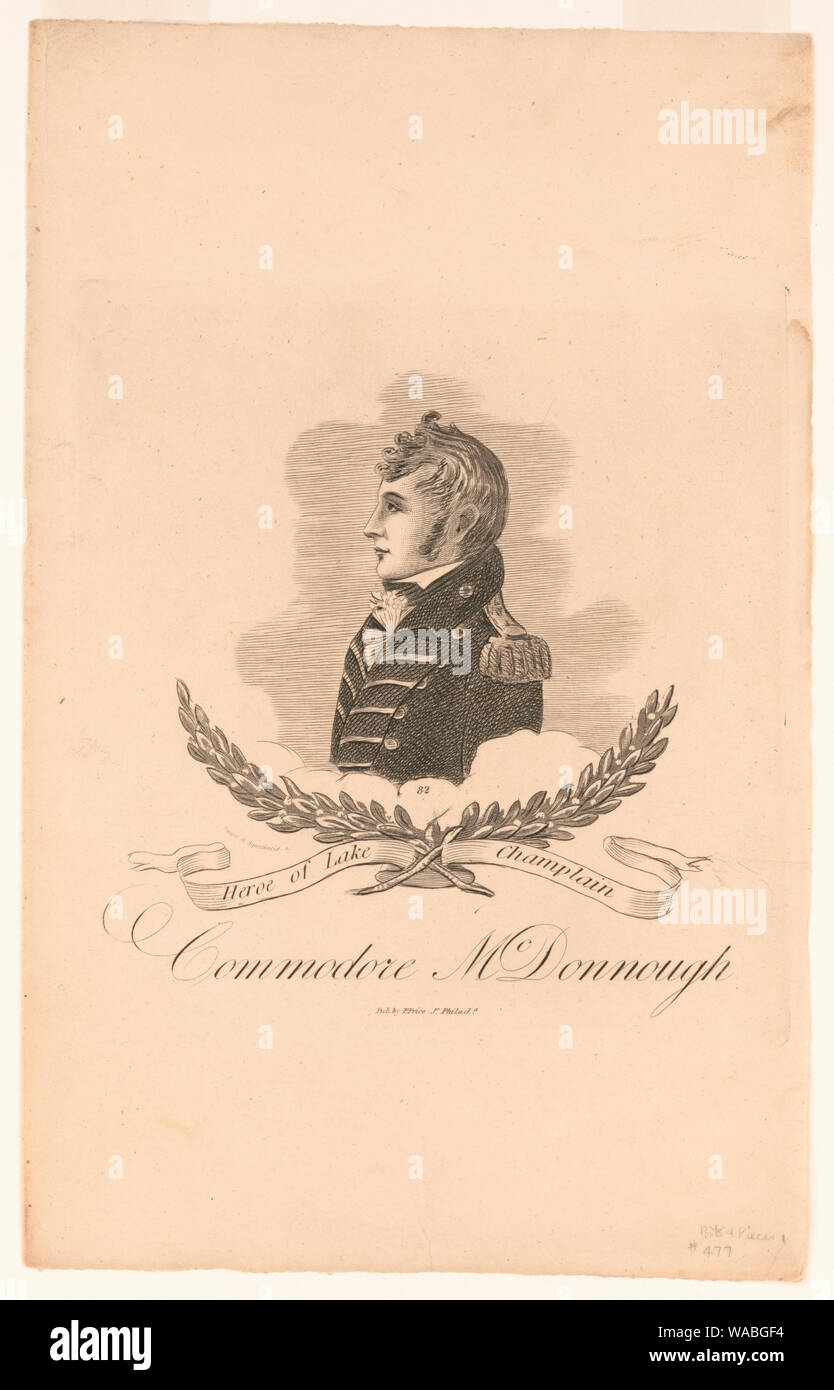 Commodore McDonnaugh heroe of Lake Champlain / designd & acquatinted by [W. Strickland]. Stock Photo