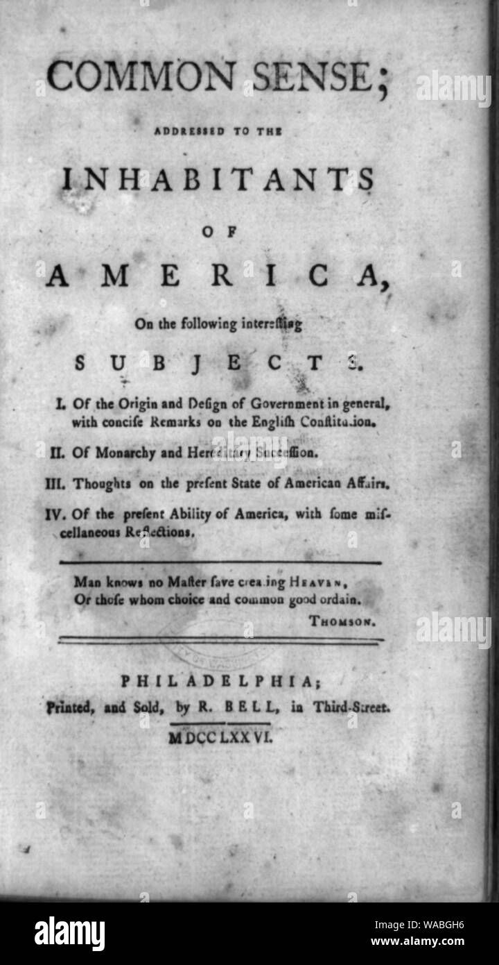 Common Sense Addressed To The Inhabitants Of America On - 