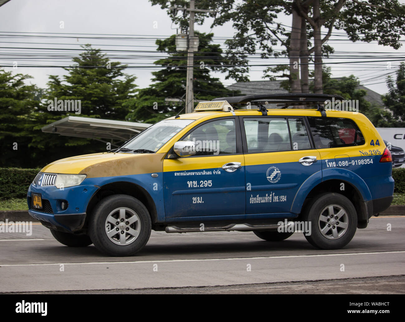 Chiangmai, Thailand - August 16 2019: City taxi Meter chiangmai,Mitsubishi Pajero, Service in city. Photo at road no.1001 about 8 km from downtown Chi Stock Photo