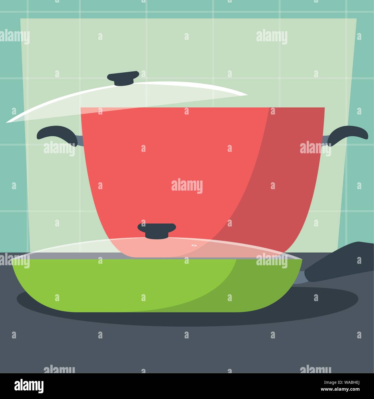 pot and pan of kitchen vector illustration design Stock Vector Image