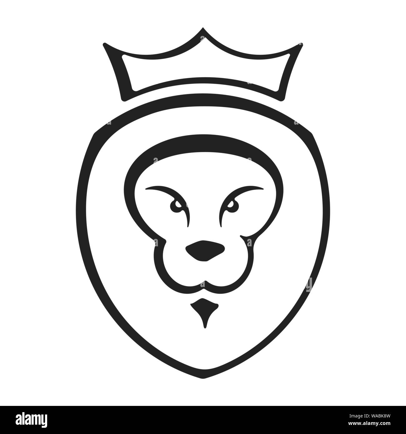 Vector illustration. Lion king icon in flat style and geometric forms. Stock Vector