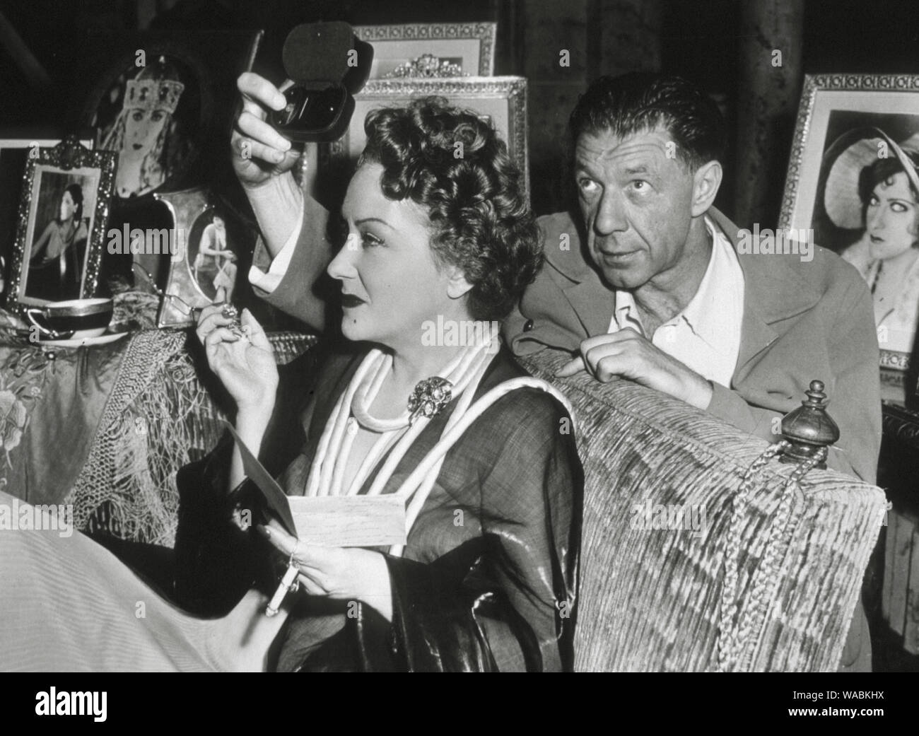 Gloria Swanson behind the scenes during the making of "Sunset Boulevard