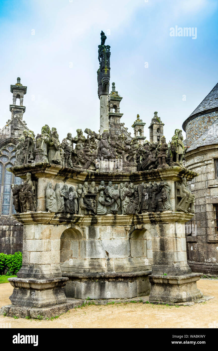 Guimiliau, parish enclosure, calvary, Finistere department, Bretagne, France Stock Photo