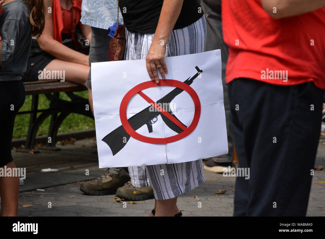 Moms Demand Action rally for stricter gun control and background checks in New York City. Stock Photo