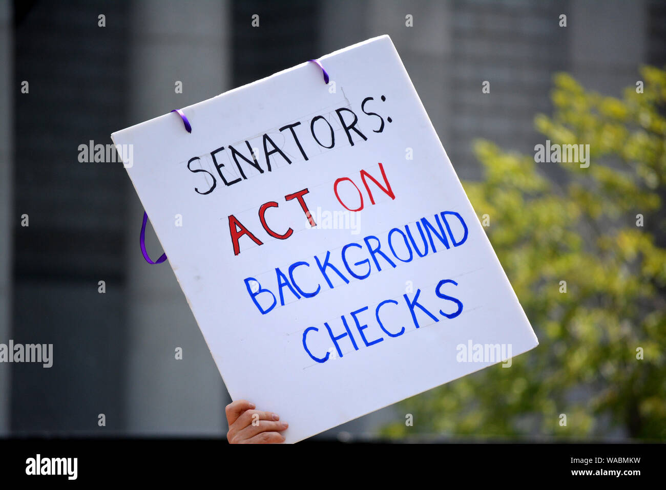 Moms Demand Action rally for stricter gun control and background checks in New York City. Stock Photo
